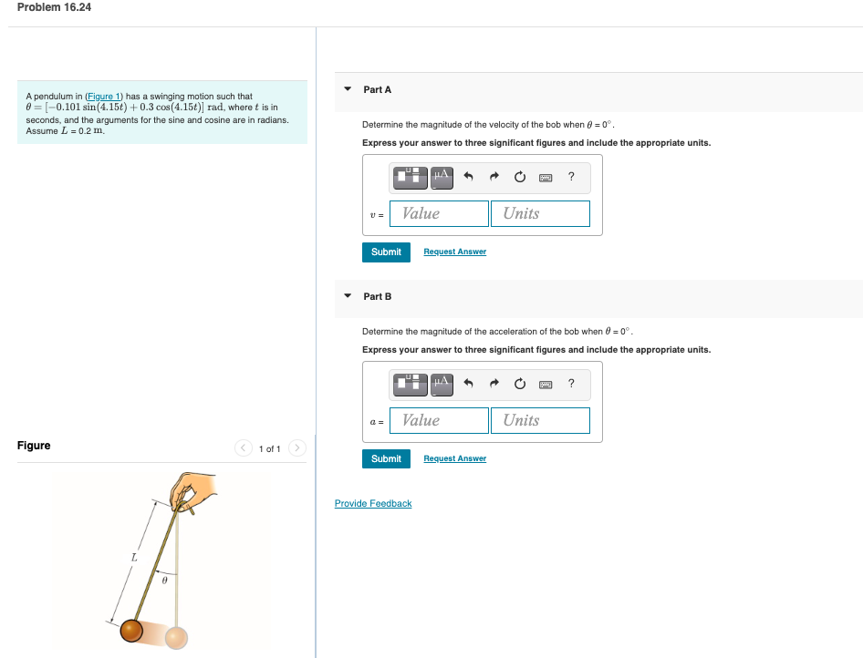 Solved A Pendulum In (Figure 1) Has A Swinging Motion Such | Chegg.com