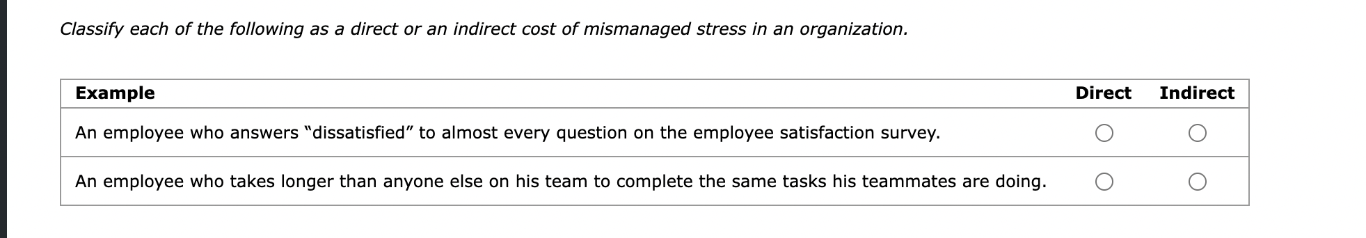 Solved Classify each of the following as a direct or an | Chegg.com