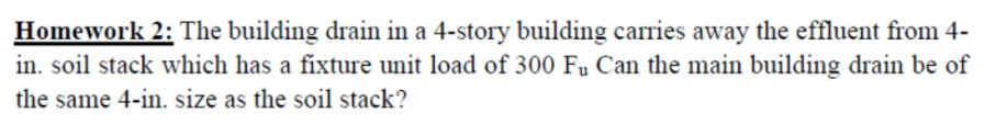 Solved Homework 2: The building drain in a 4-story building | Chegg.com