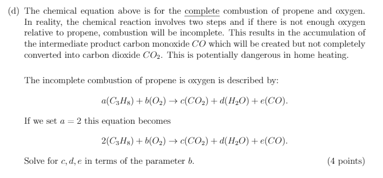 Solved Problem 2: In chemistry we can use a system of linear | Chegg.com