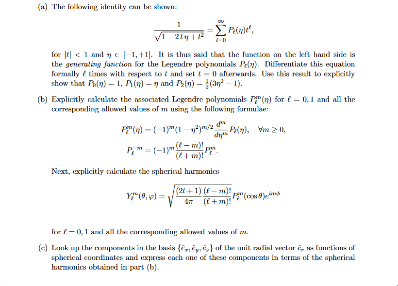 Solved (a) The Following Identity Can Be Shown: | Chegg.com