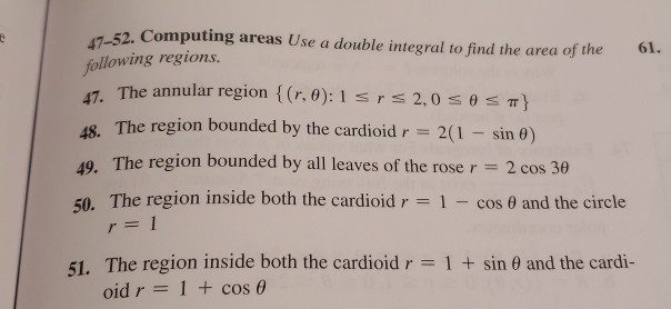 Solved 52. Computing areas Use a double integral to find the | Chegg.com