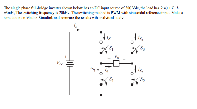 Solved The Single Phase Full-bridge Inverter Shown Below Has | Chegg.com