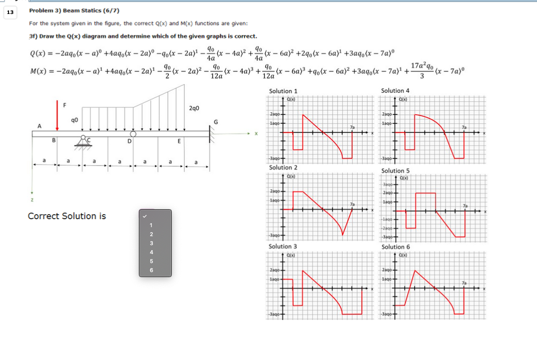 Solved 13 Problem 3) Beam Statics (6/7) For the system given | Chegg.com