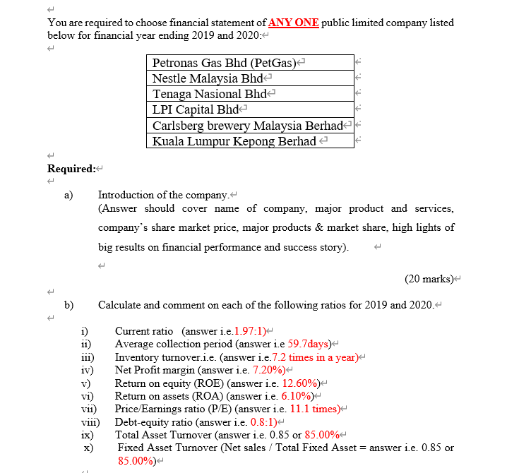 Solved You Are Required To Choose Financial Statement Of Chegg Com