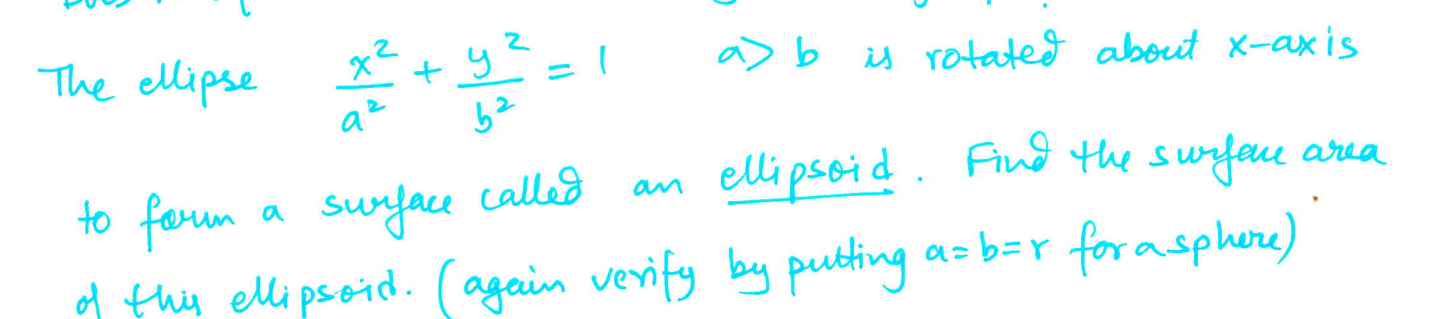 Solved The Ellipse X^2/a^2+y^2/b^2=1 A>b Is Rotated About | Chegg.com