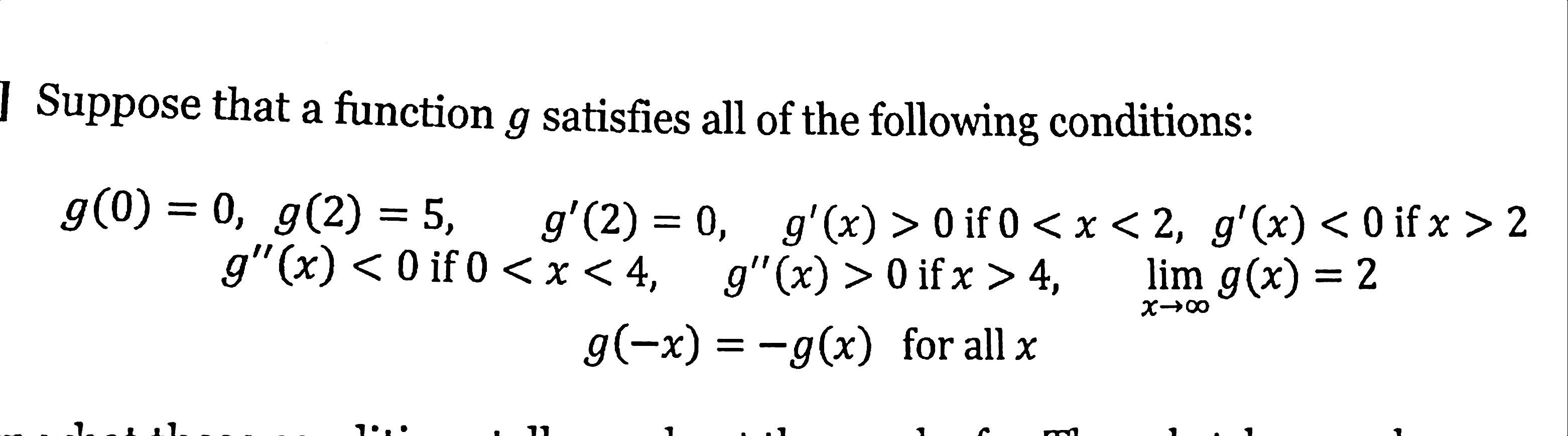 Solved Suppose that a function g satisfies all of the | Chegg.com