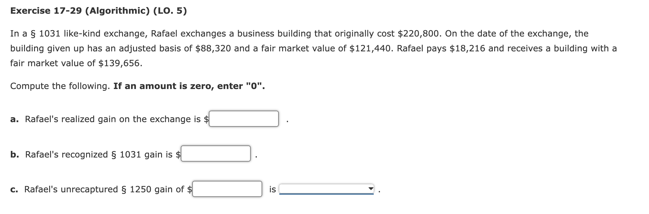 Solved Exercise 1729 (Algorithmic) (LO. 5) In a § 1031