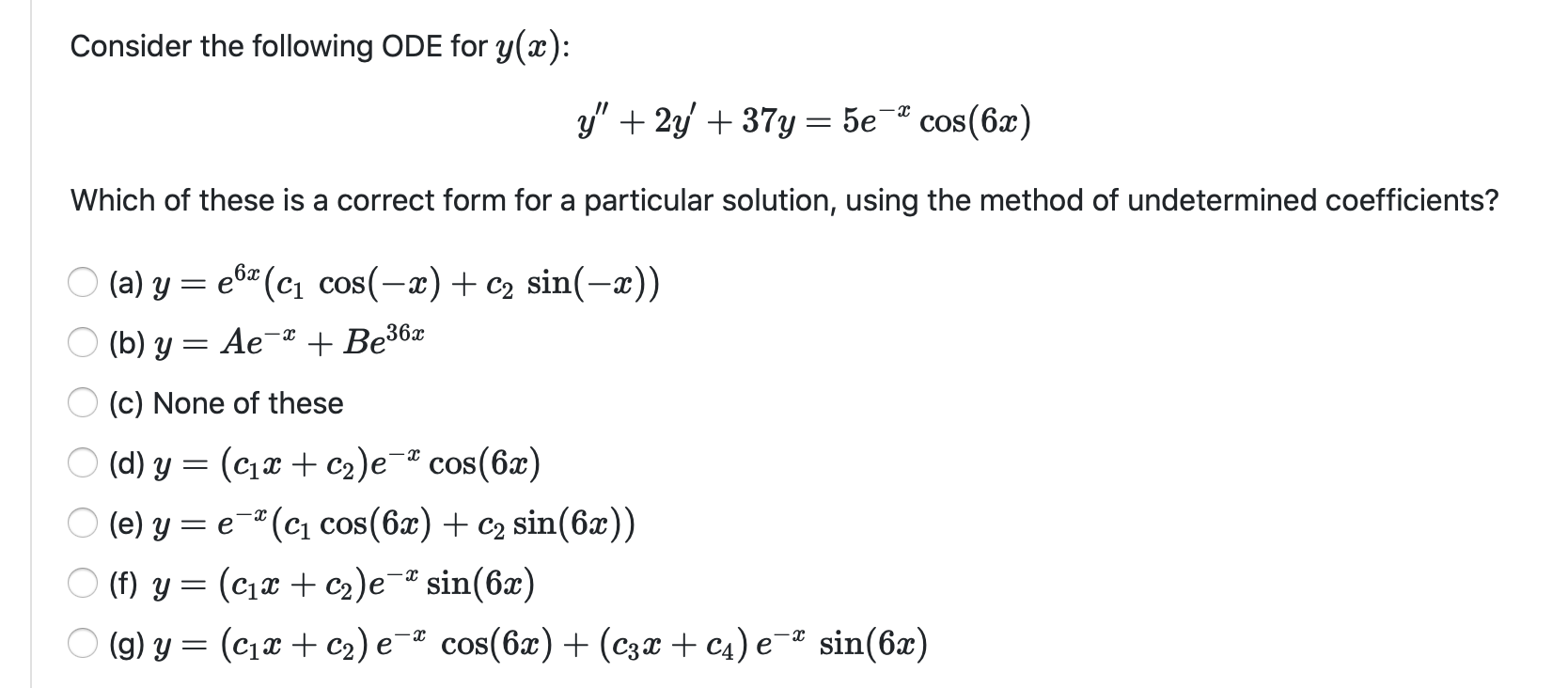 Solved Consider the following ODE for y(x): y' + 2y + 377 = | Chegg.com