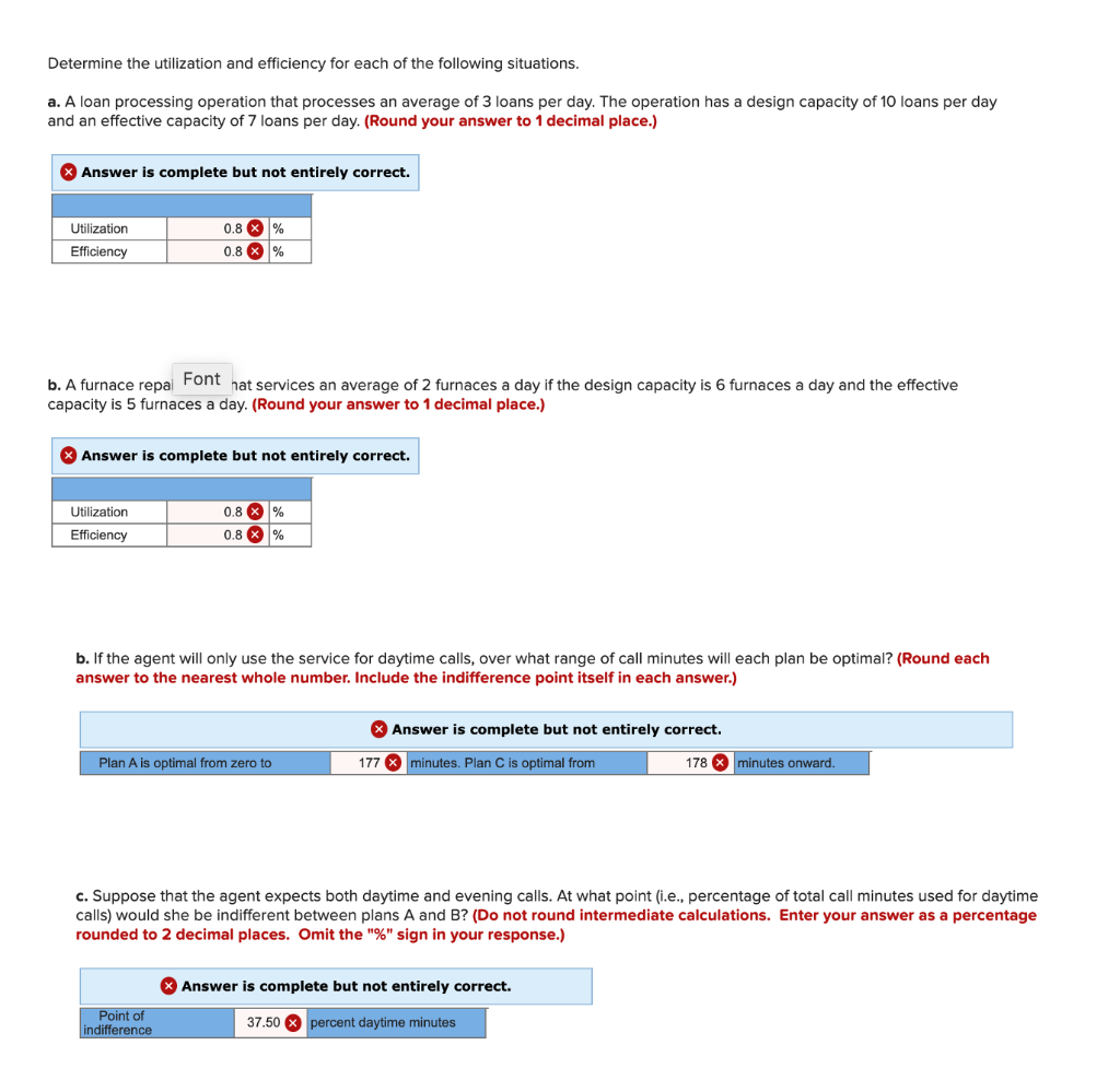 Solved Determine The Utilization And Efficiency For Each Of 