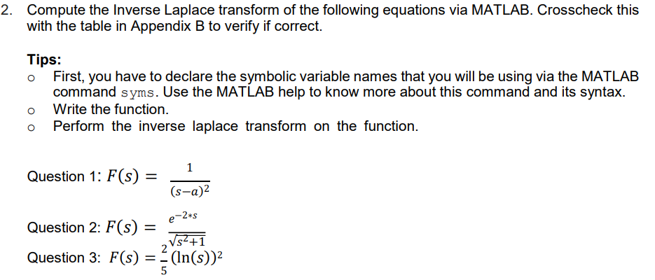 Solved 2. Compute the Inverse Laplace transform of the | Chegg.com