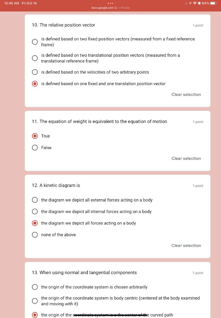 Solved 1. A relative position vector 1 point always has its | Chegg.com