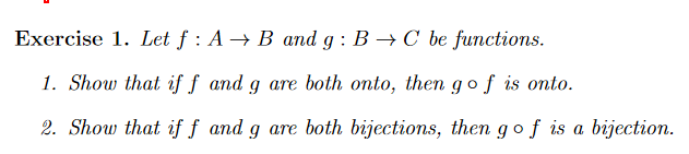 Solved Exercise 1. Let F: A+B And G: B+C Be Functions. 1. | Chegg.com