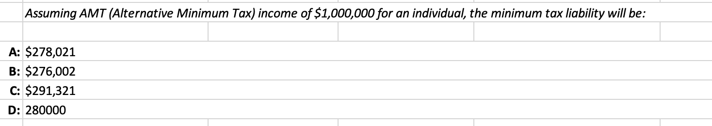 Assuming AMT (Alternative Minimum Tax) income of | Chegg.com