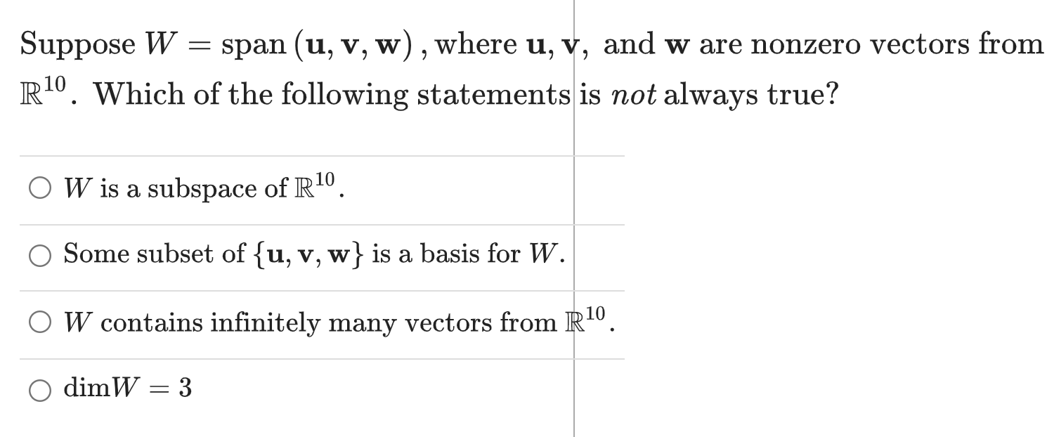 Solved Suppose W Span U V W Where U V And W Are Nonzero