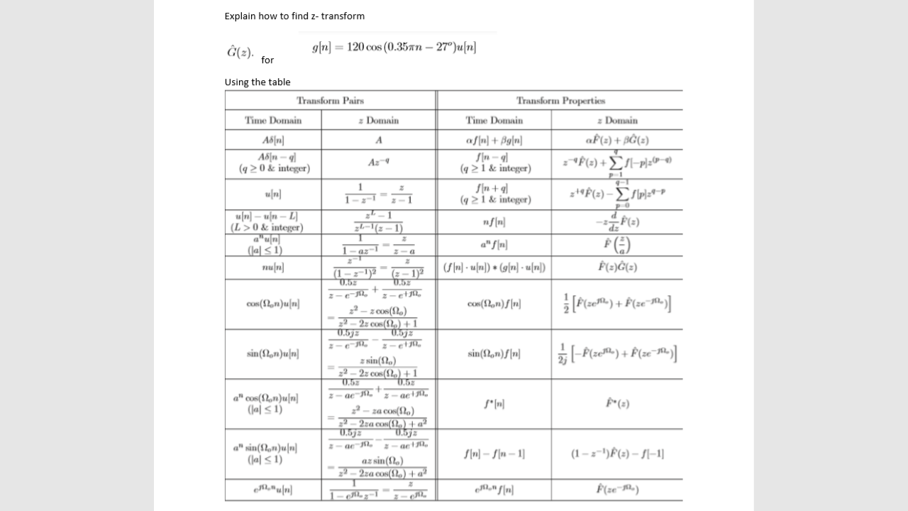 Solved Explain How To Find Z Transform ĝ 2 For G N 1 Chegg Com