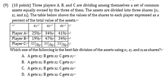 Solved (9) (10 Points) Three Players A, B, And C Are | Chegg.com