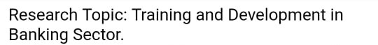 research papers on training and development in banking sector
