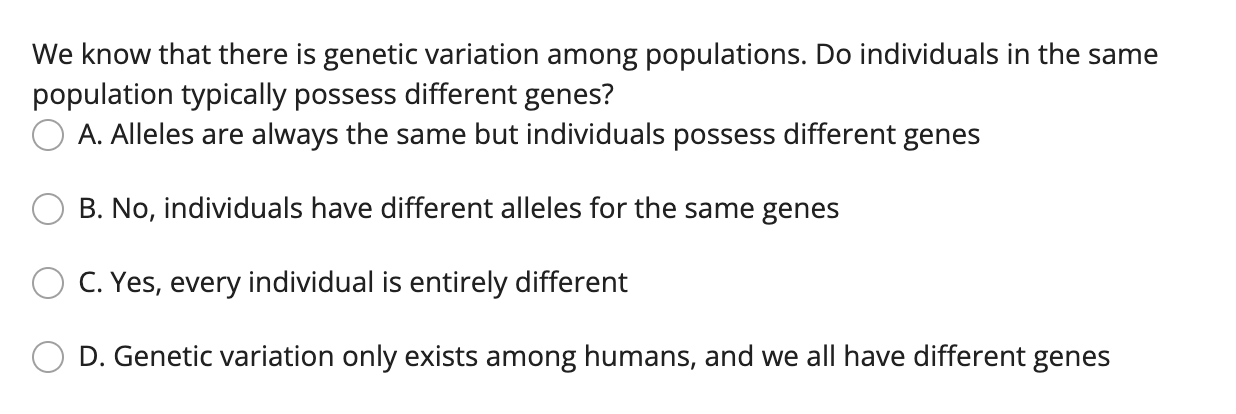 Solved We know that there is genetic variation among | Chegg.com