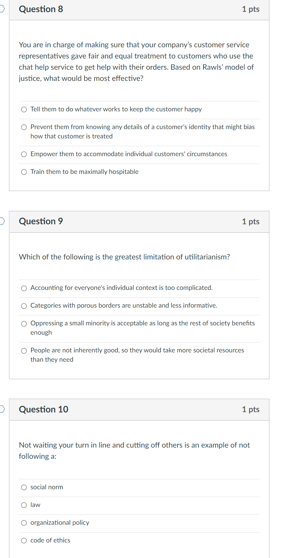 Solved Question 8 1 pts You are in charge of making sure | Chegg.com