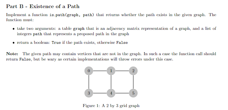 Solved Part B - Existence of a Path Implement a function | Chegg.com