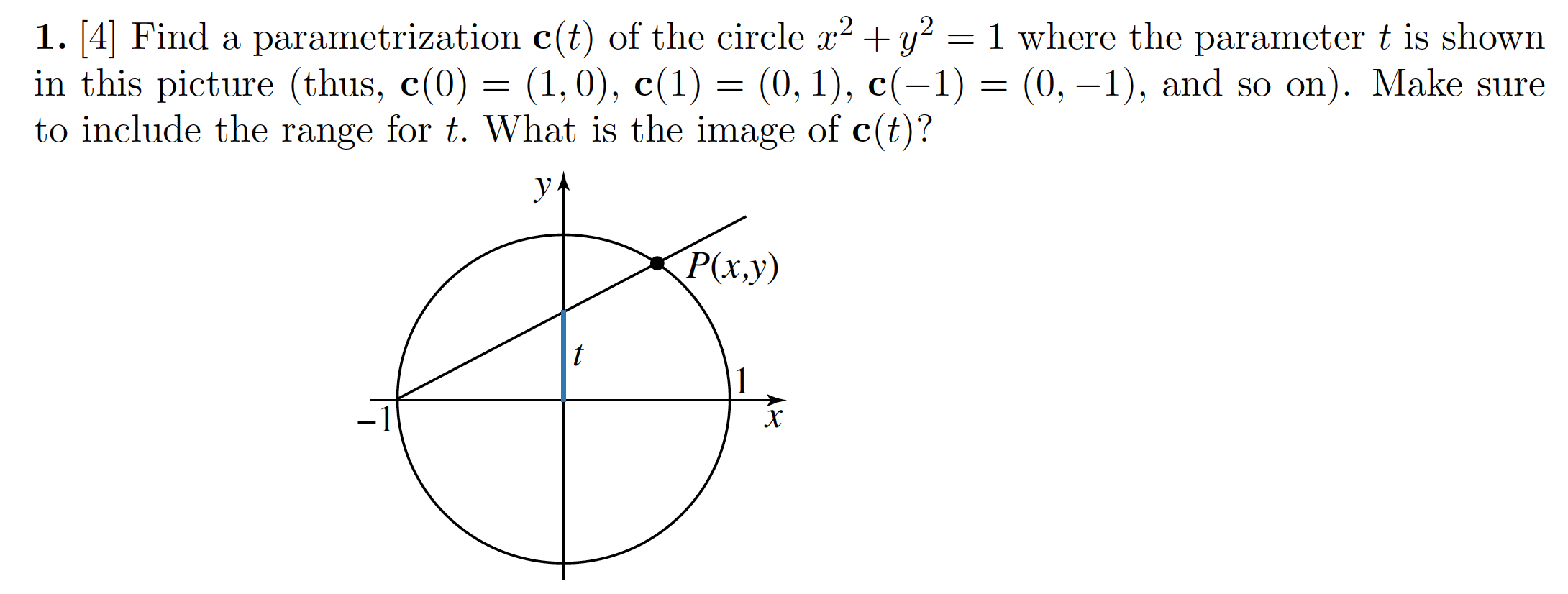 Solved Find A Parametrization C T Of The Circle X2 Y2 1 Chegg Com