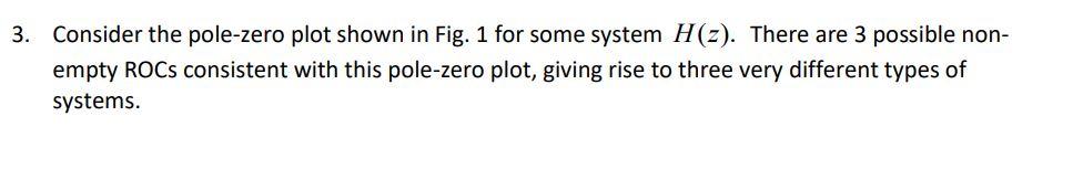 Solved 3. Consider the pole-zero plot shown in Fig. 1 for | Chegg.com