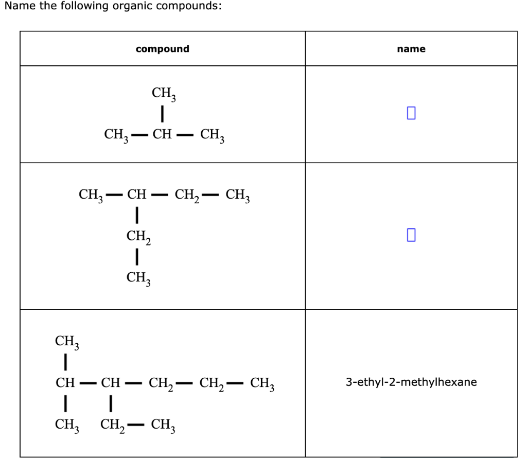 Solved Name the followina oraanic combounds: | Chegg.com