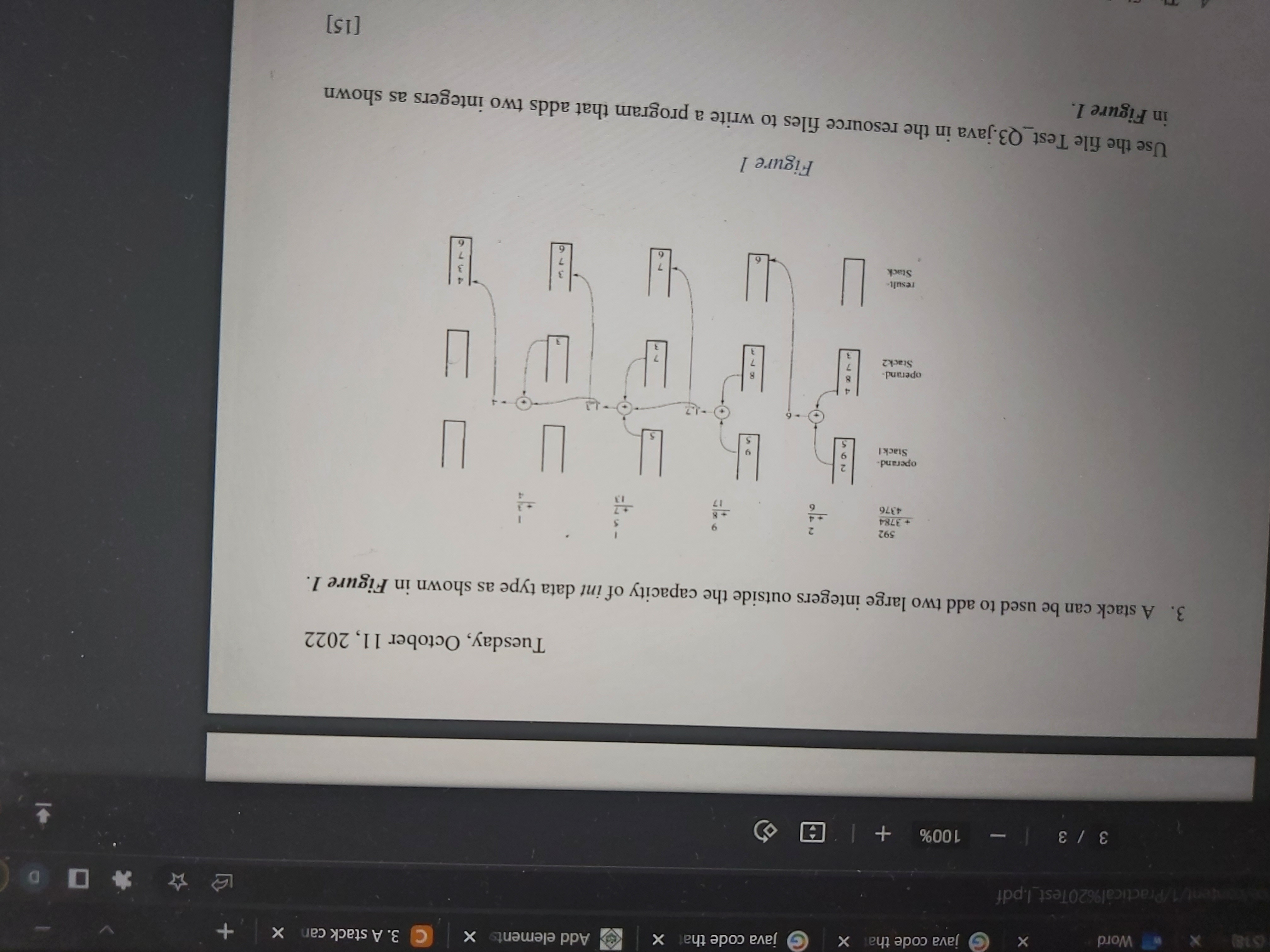 3. A stack can be used to add two large integers | Chegg.com
