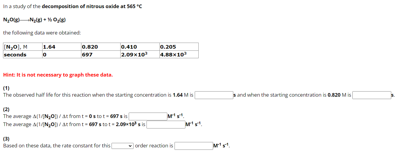 In a study of the of nitrous oxide at