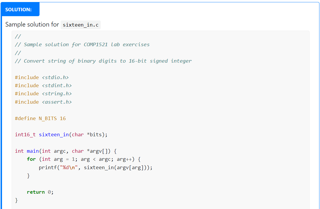 Solved \r\n/I // Sample solution for COMP1521 Lab exercises | Chegg.com