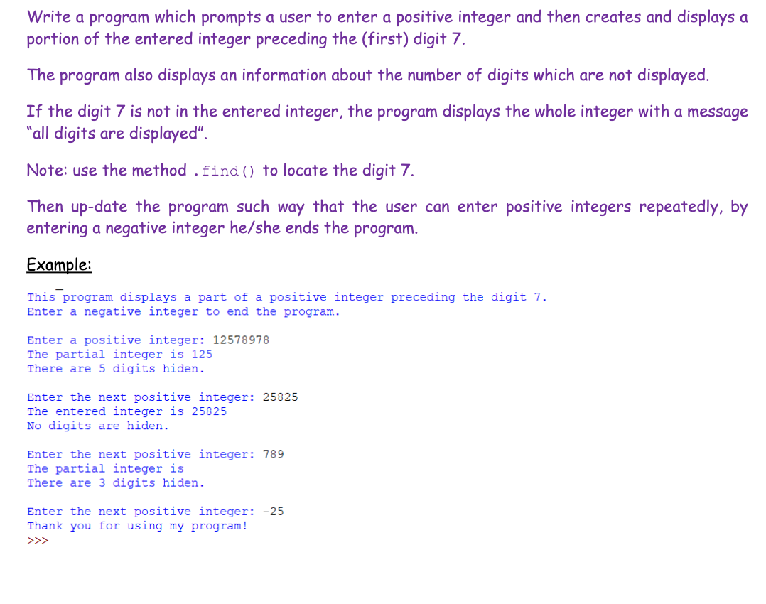 Solved Write a program which prompts a user to enter a | Chegg.com