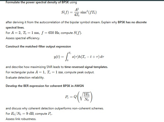 Solved Formulate the power spectral density of BPSK | Chegg.com