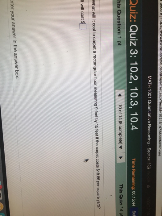 Solved What will it cost to carpet a rectangular floor