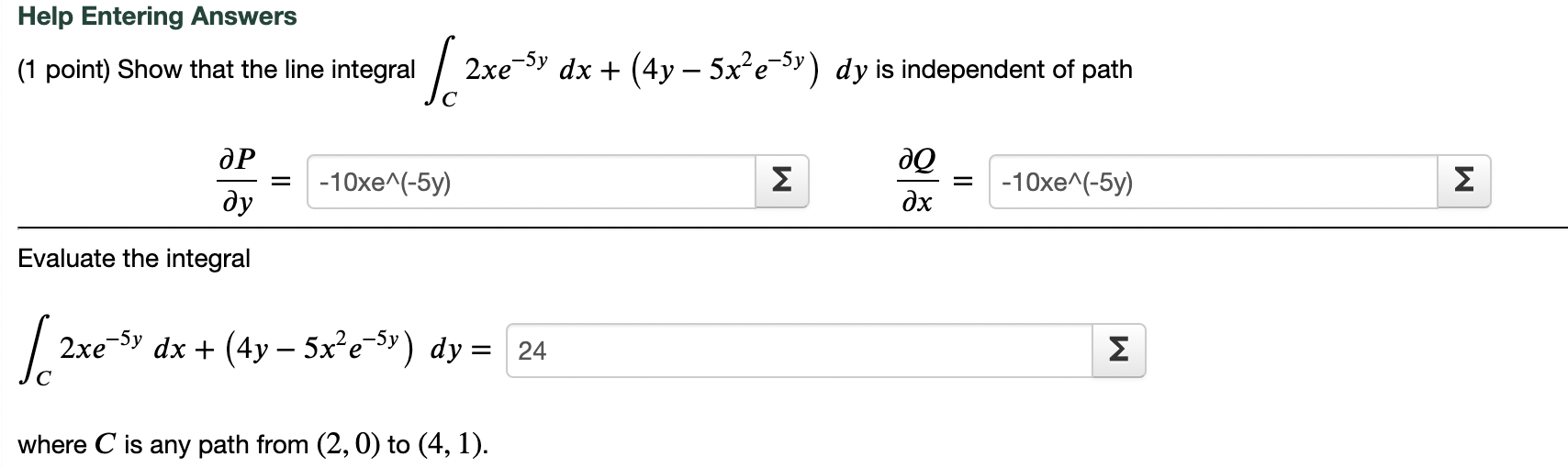 Solved (1 point) Show that the line integral | Chegg.com