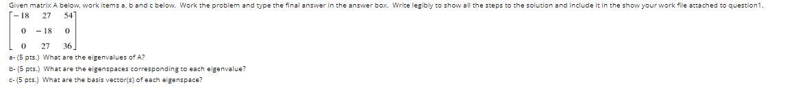 Solved Given Matrix A Below, Work Items A, B And C Below. | Chegg.com