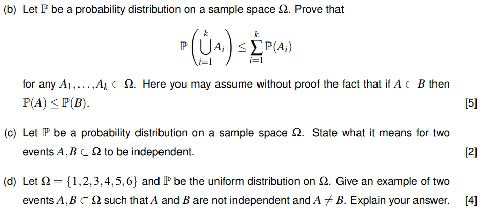 Solved (b) Let P be a probability distribution on a sample | Chegg.com