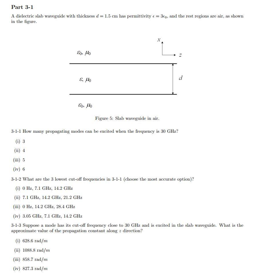 Solved A dielectric slab waveguide with thickness d=1.5 cm | Chegg.com