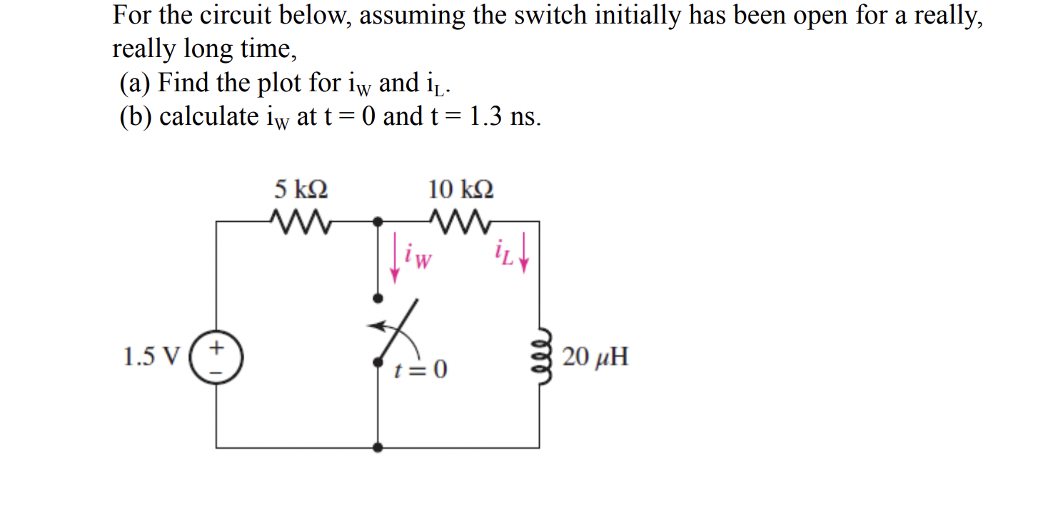 Solved For the circuit below, assuming the switch initially | Chegg.com