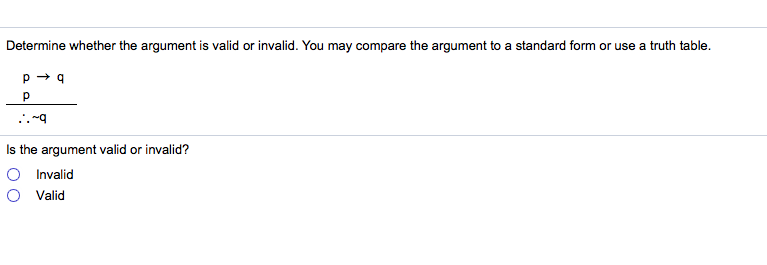 Solved Determine whether the argument is valid or invalid. | Chegg.com