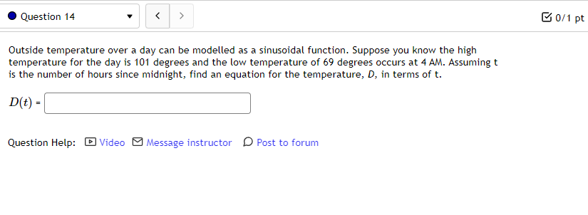 Solved Outside temperature over a day can be modelled as a | Chegg.com
