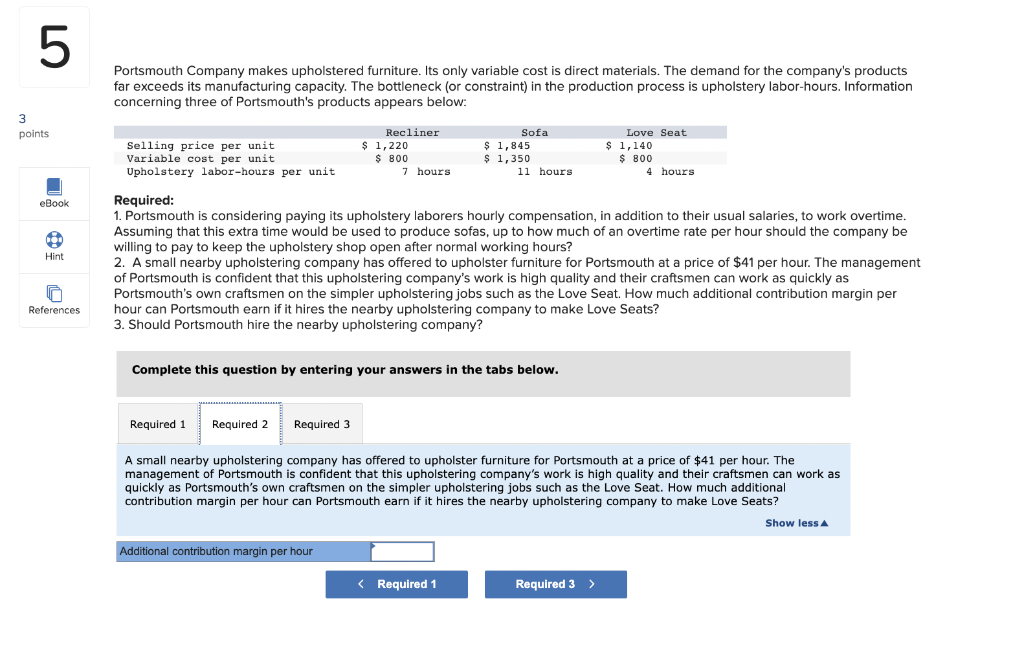 Solved Portsmouth Company makes upholstered furniture. Its | Chegg.com