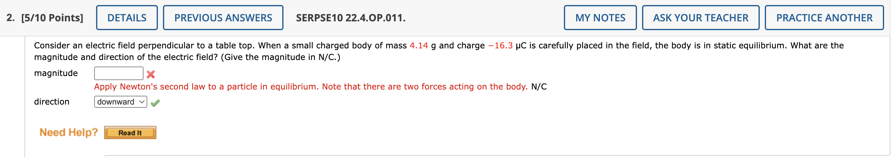 Solved magnitude and direction of the electric field? (Give | Chegg.com