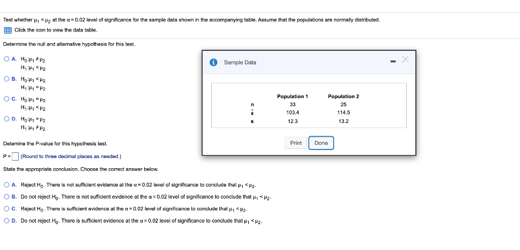 Solved 2 at the a 0.02 level of significance for the sample | Chegg.com