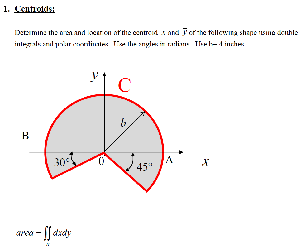 Solved 1. Centroids: Determine the area and location of the | Chegg.com