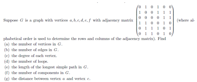 Solved (01010 1 0 0 1 1 1 000011 1 1 0 0 1 0 Suppose G is a | Chegg.com