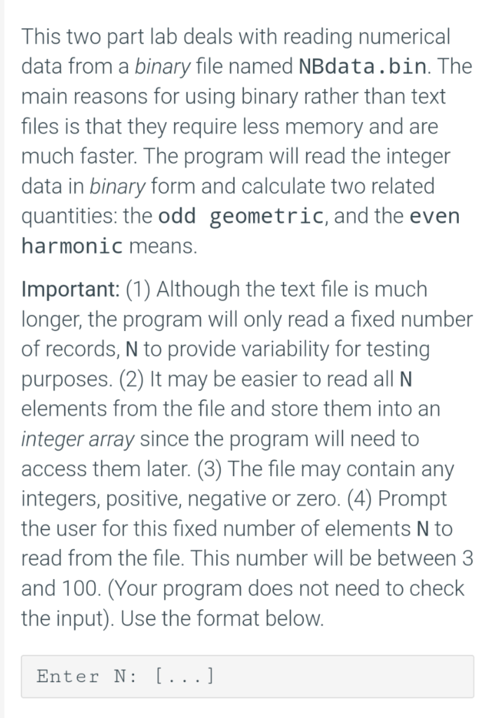 Solved This two part lab deals with reading numerical data | Chegg.com