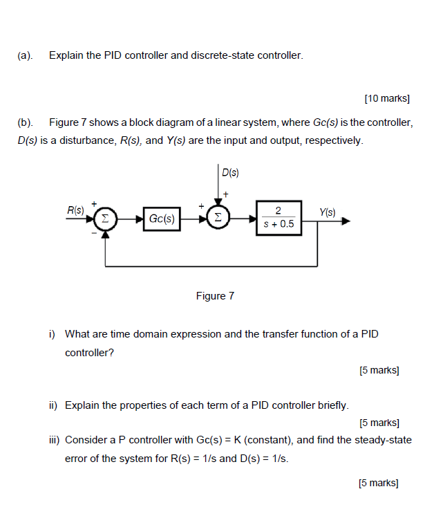 Solved (a). Explain the PID controller and discrete-state | Chegg.com