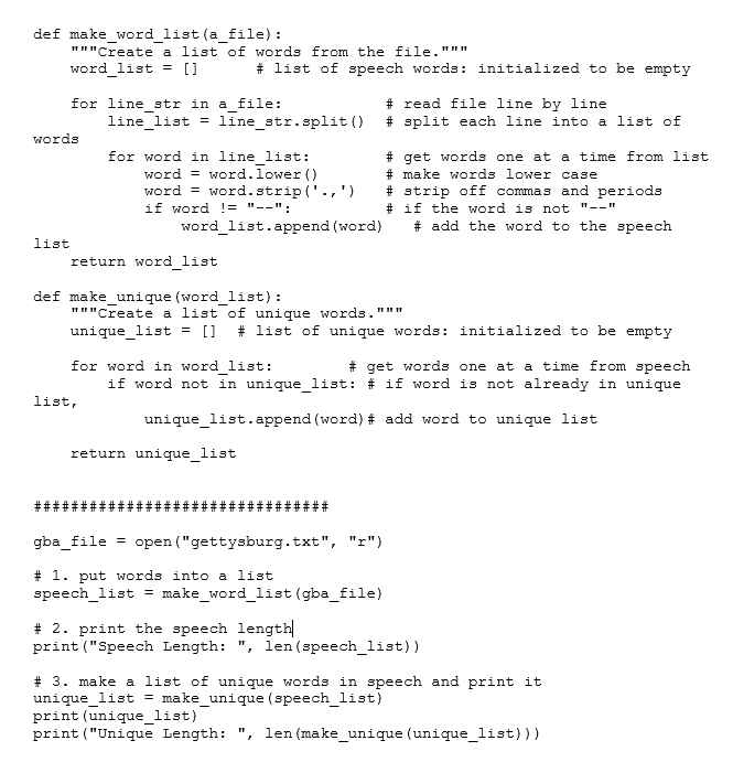Solved def make_word_list(a_file): "Create a list of words | Chegg.com