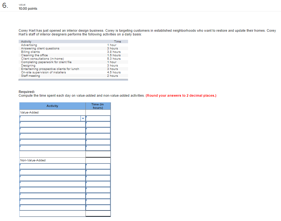Solved 10.00 points Corey Hart has just opened an interior
